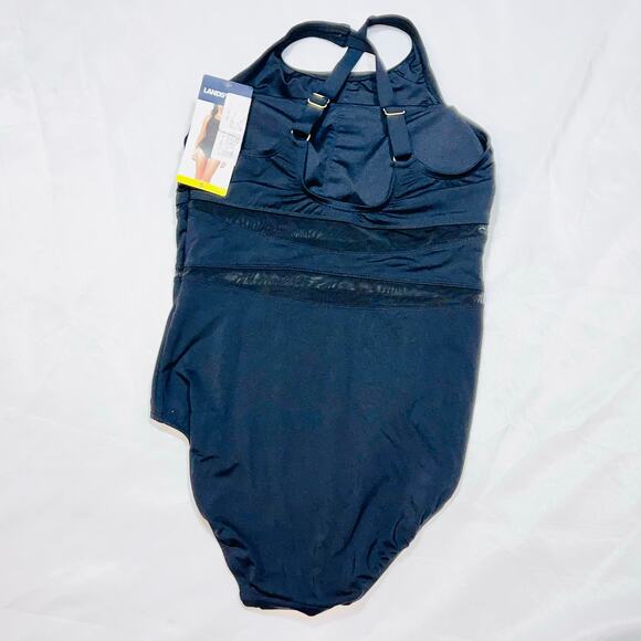 Lands’ End 1 Pc Swimsuit Woman’s Small Black Cross Strap New with Tags - Picture 2 of 10